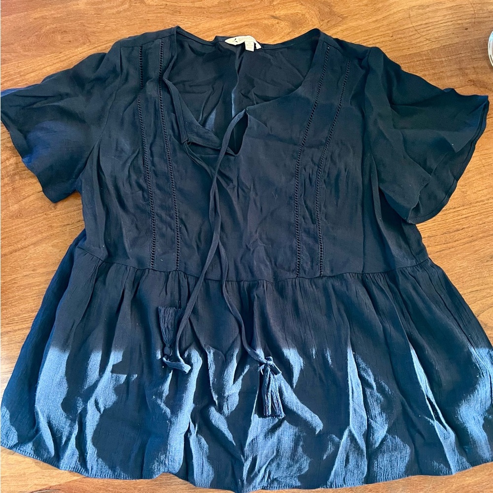 Nanette Lepore Midnight Black Tie Blouse